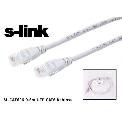 S-LINK SL-CAT606 0,6m Gri  CAT6 24 AWG PATCH KABLO