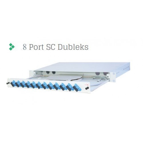 Full Set 8 Fiberli SM SC DX 1U Rack Tipi Fiber Panel