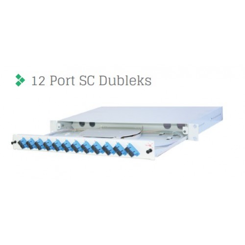 Full Set 12 Fiberli SM SC DX 1U Rack Tipi Fiber Panel