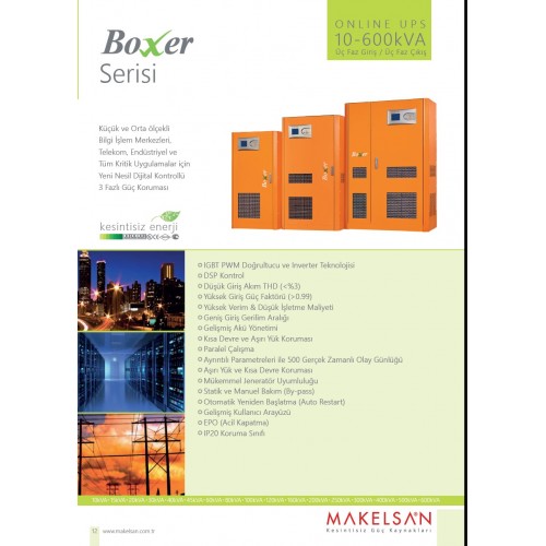 MAKELSAN BOXER 80 KVA / 64kW (3F/3F) 5-10 Dk (62x 12V/ 24AH)+Akü KabinONLINE