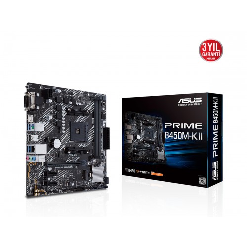 ASUS PRIME B450M-K II AMD B450 SOKET AM4 DDR4 4400 DVI HDMI VGA M2 USB3.1 MATX