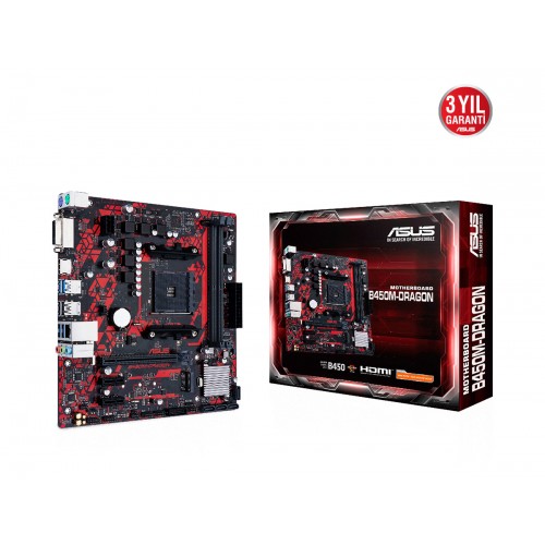 ASUS B450M-Dragon AMD B450 DDR4 4400 (OC) MHz Am4 mAtx Anakart